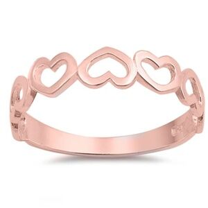 Sterling Silver Ring – Heart Band in Rose Gold (Size 8)